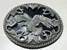 Pewter EAGLE Made In USA by Legends West 1998 Belt Buckle 3-1/2 Inches Heavy