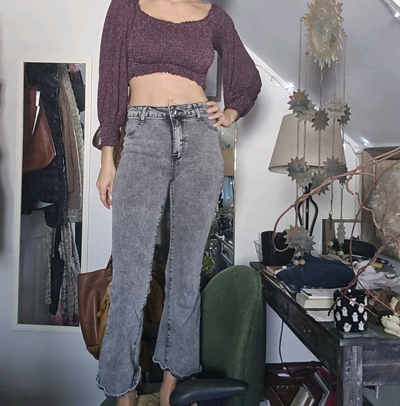Shein Skinny Bellbottoms Jeans Size Petite M gray