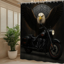 Harley Davidson Eagle Black Shower Curtain - Modern Bathroom Decor