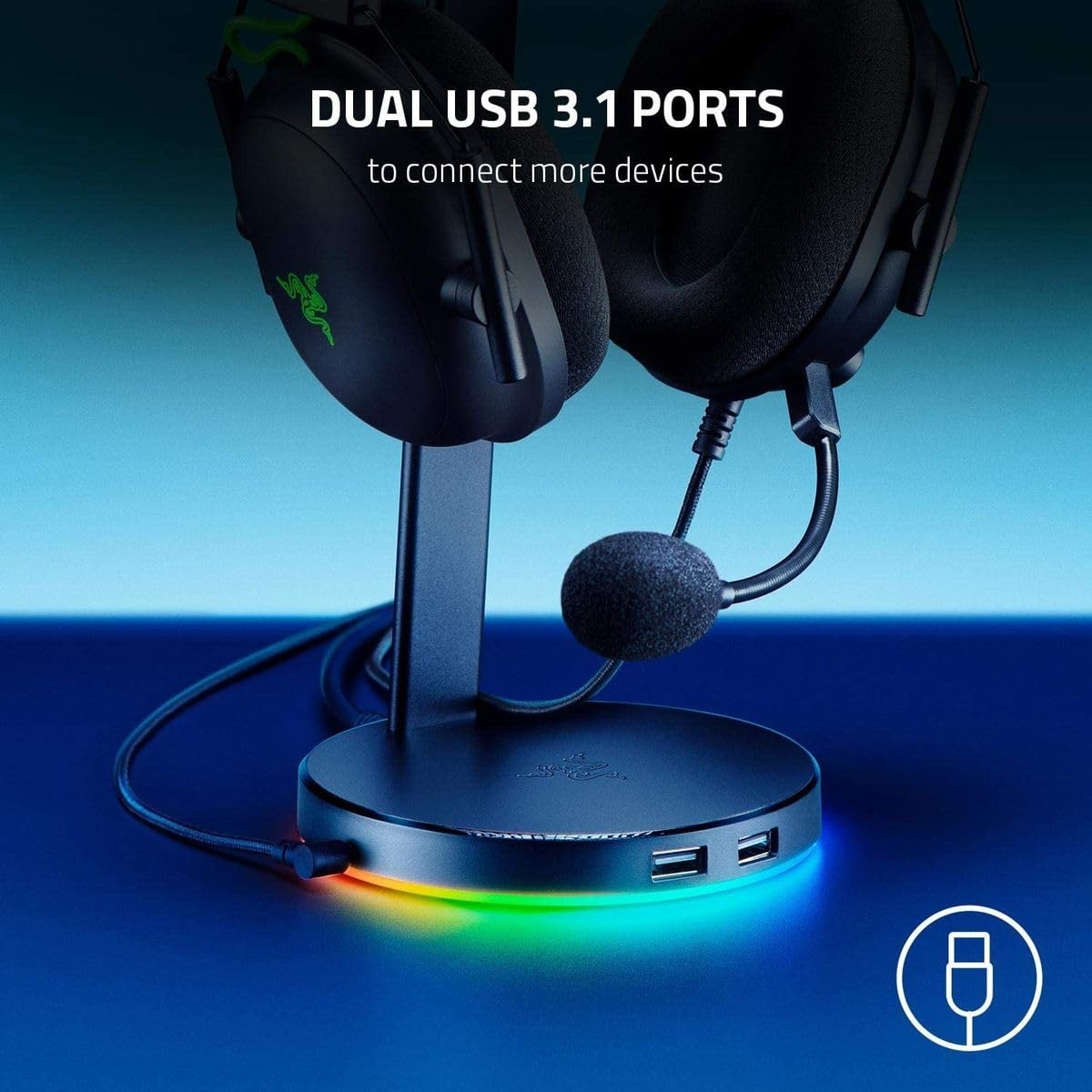 Razer Base Station V2 Chroma - Enabled Headset Stand x, Quartz