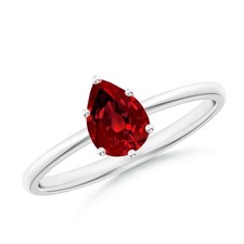 7x5MM Pear Shape Red Garnet Solitaire Engagement Ring 925 Sterling Silver