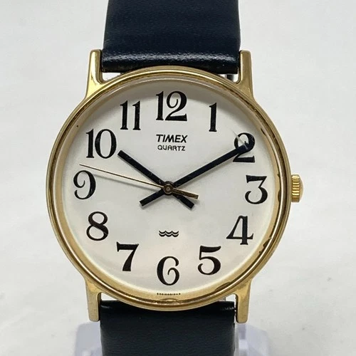 Vintage Timex Easy Reader Watch Men 33mm Gold Tone Retro New Battery 8.25" 1992