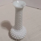 Vintage E.O. Brody Co White Milk Glass Hobnail Bud Vase