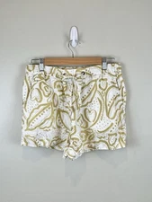 C&C California Womens 100% Linen Shorts Sz M Abstract Print Pull On Vacation