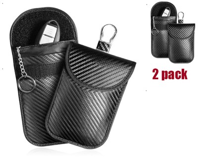 NEU Faraday Etui für Autoschlüssel, Autoschlüssel Signalblocker, 2er-Pack Faraday Tasche SCHWARZ