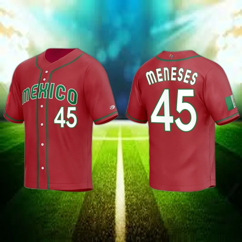 Joey Meneses 45 Mexico Baseball 2023 World Baseball Classic Replica Jersey  – Red