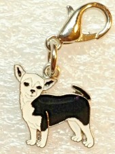 Chihuahua Negro Blanco Pequeño Bolso para Perro Cartera Dije Cuelga Cremallera Tirar Joyería