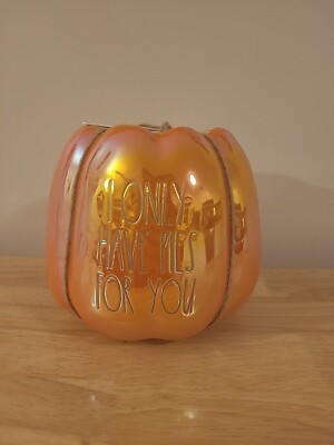 RAE DUNN Orange Iridescent Ceramic Pumpkin Planter I Only Have Pies For You 7 in