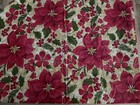 Vintage CHRISTMAS Tablecloth Flannel Back Vinyl 52x70 Oblong Poinsettias