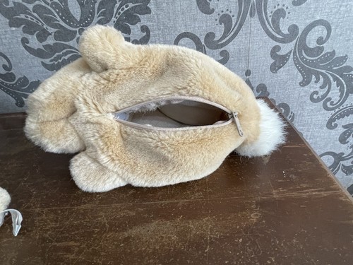 Vintage Caltoy Softsheen Mama & Baby Bunny Plush Zipper Pouch Set Beige Rabbit - Picture 5 of 19