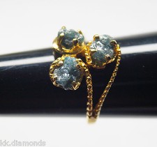 1.59cts nautral blue Raw Diamond Ring Blue rough diamond 925 silver Wedding ring