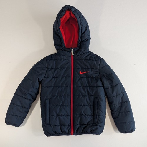Nike Boys 4T Puffer Coat Hooded Blue Pre-Owned