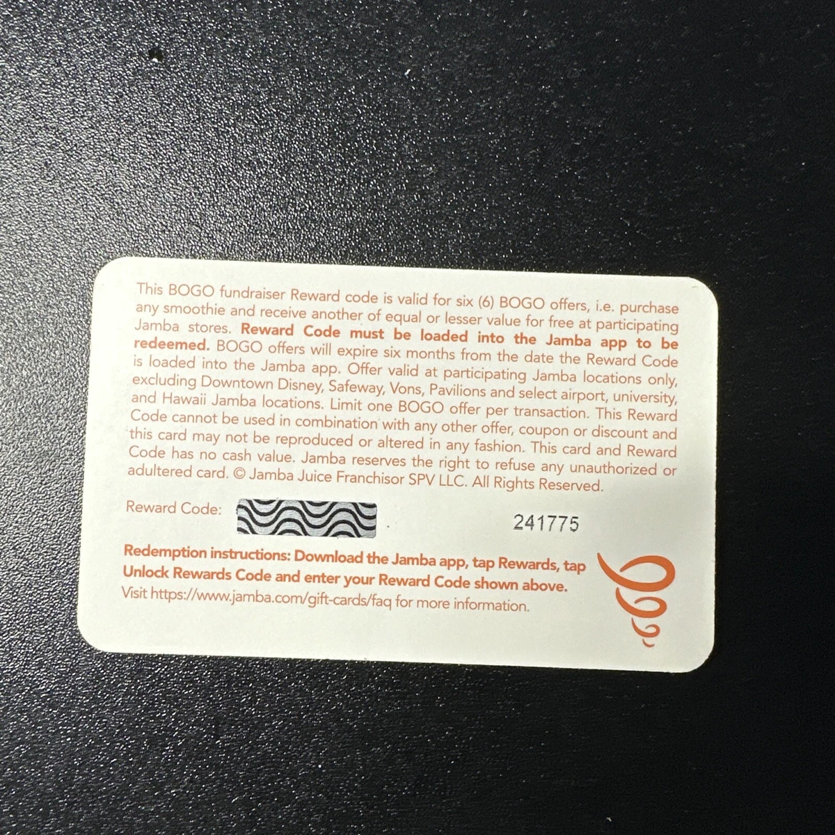 Jamba Juice BOGO card (GOOD FOR 6 BOGO USES ON EACH CARD) PHYSICAL CARD |  eBay