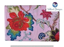 Indian 5 Yard Cotton Handcrafted Hand Block Floral Print Pink Fabric