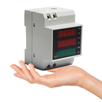 Din Rail AC Power Energy Meter Wattmeter 80-300V 100A Voltmeter Ammeter Monitor