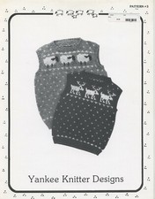 Yankee Knitter Designs Knitting Pattern 3 Child's Sheep  Reindeer Vests 2-12