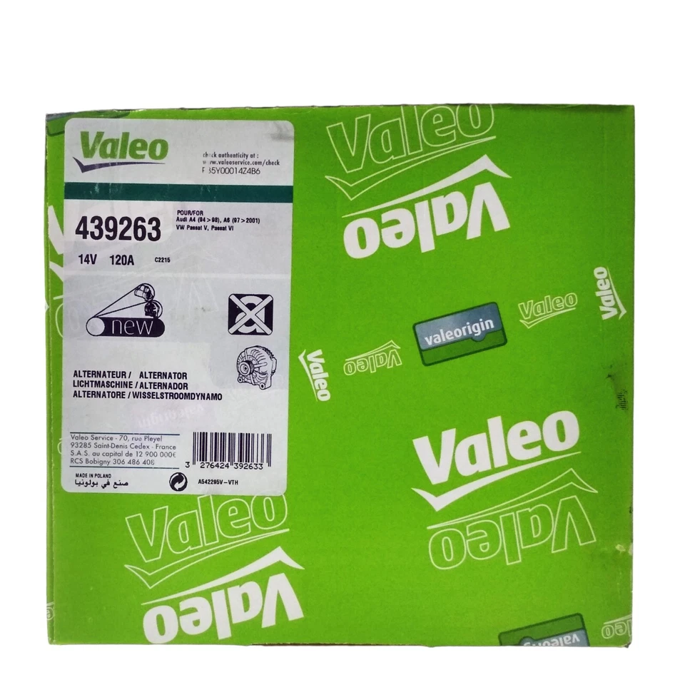 ALTERNADOR VALEO 439263 APTO PARA AUDI A4 (94 98) / A6 (97 2001) VOLKSWAGEN PASSAT Foto 2 de 4