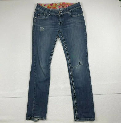 Miss Slim Skinny Jeans Womens 10 Regular Distressed Blue Pockets