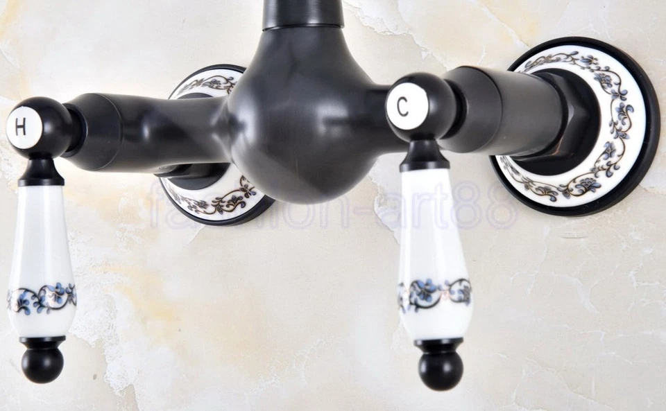 Black Oil Rubbed Brass Kitchen Bathroom Sink Faucet Tap - Wall Mount fnf863 - Image 4 of 4