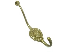 Vintage Brass Made in Germany Decorative Long Metal Coat Hanger Single Hook