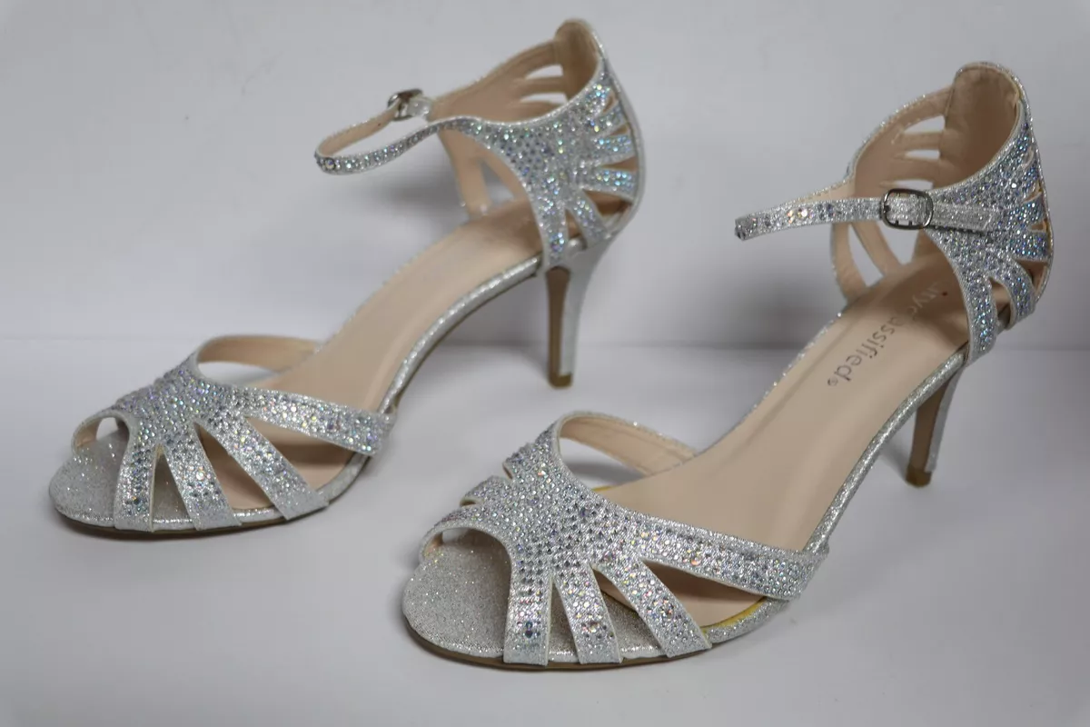 Taylor Glitter Silver Ankle Strap Heels | Silver ankle strap heels, Heels,  Glitter heels