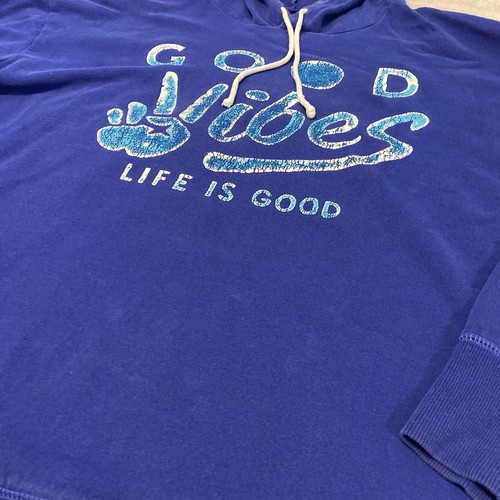 Life is Good Hoodie Men's Large Blue Good Vibes Peace Love Pullover Sweatshirt - 第 12/15 張圖片