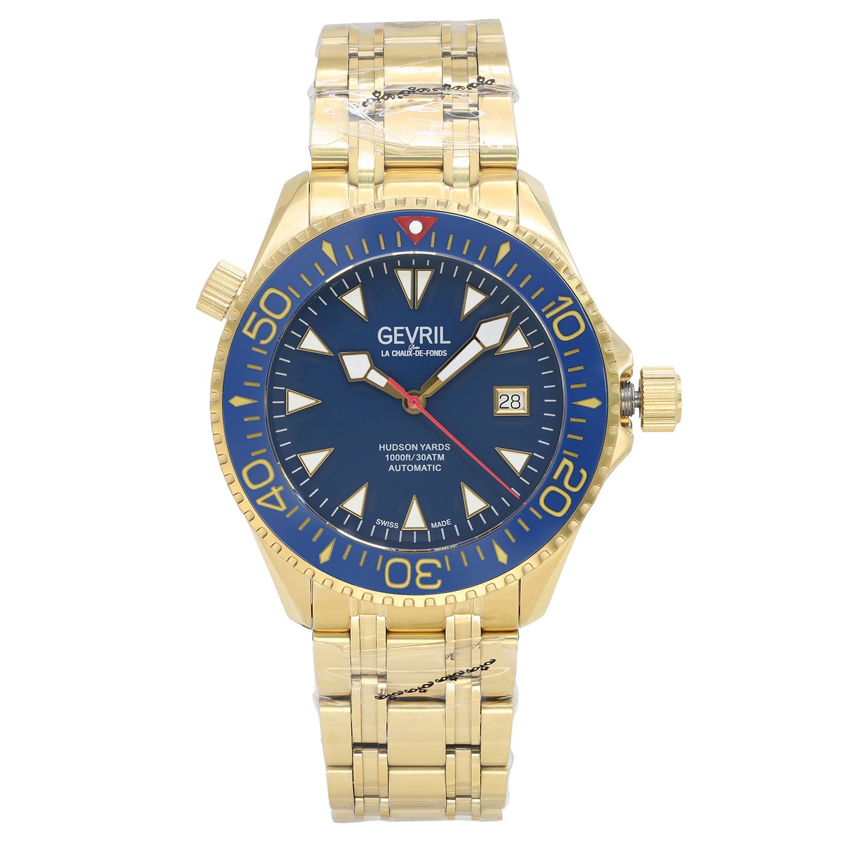 Gevril Hudson Yards 43mm Steel Gold Tone Blue Dial Automatic Men