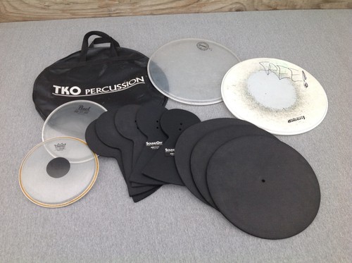 Misc. Lot Of Drum Heads and Silencers in TKO Case