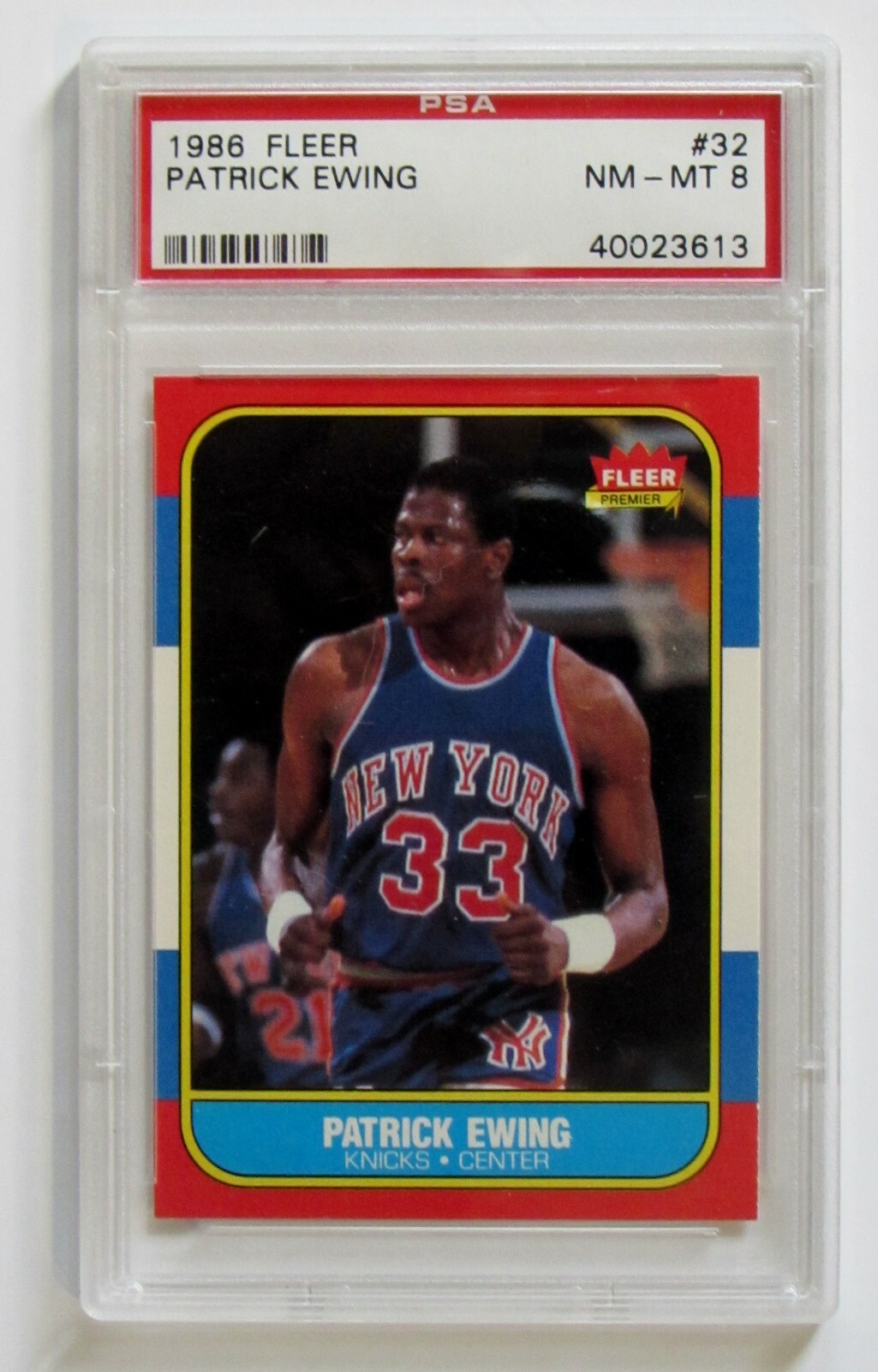 1986 FLEER BASKETBALL #32 PATRICK EWING ROOKIE CARD GRADED PSA 8 HOT CARD