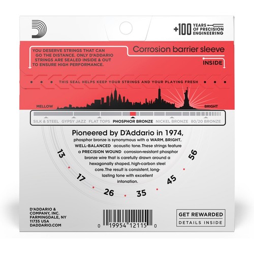 D'Addario EJ17 Phosphor Bronze Acoustic Guitar Strings, Medium, 13-56 - Picture 3 of 4