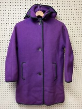 Vintage Womens Bavaria Loden West Germany Purple Wool Coat size 9/10 Hooded