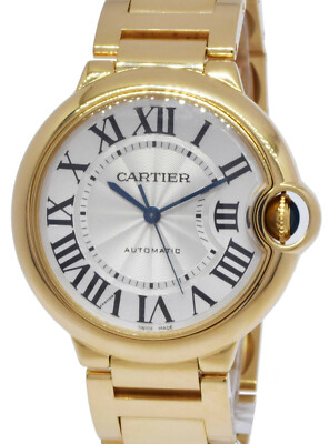 Cartier Ballon Bleu 36mm 18k Yellow Gold Silver Dial Watch