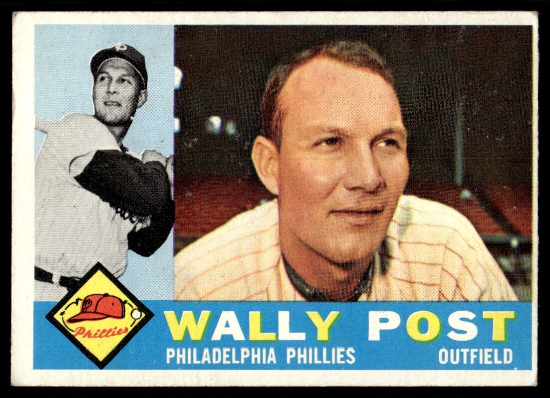 1960 Topps Baseball Card Wally Post Philadelphia Phillies #13 EX+