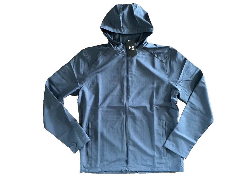 CHAQUETA UNDER ARMOUR Azul STORM Run Cremallera Completa CAPUCHA Ajustada Para Hombres Talla MEDIANA NUEVA Foto 2 de 4