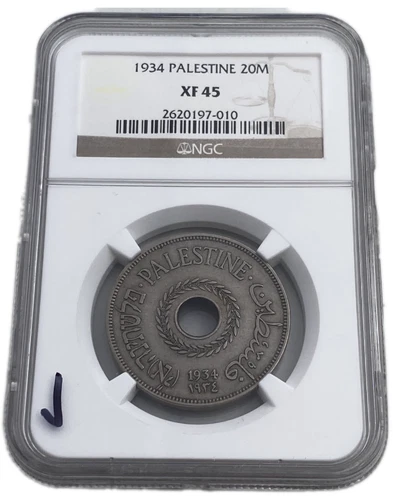 Palestine- British Mandate 20 Mils 1934 - NGC XF 45 *** Rare***