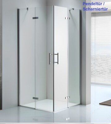 Duschkabine Breite 75x75 80x80 90x90 100x100  Eckeinstieg  Pendeltür/Scharniertü