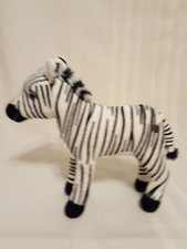 FAO Schwartz Plush Black  White Zebra. Stands if you adjust legs. FAO button.