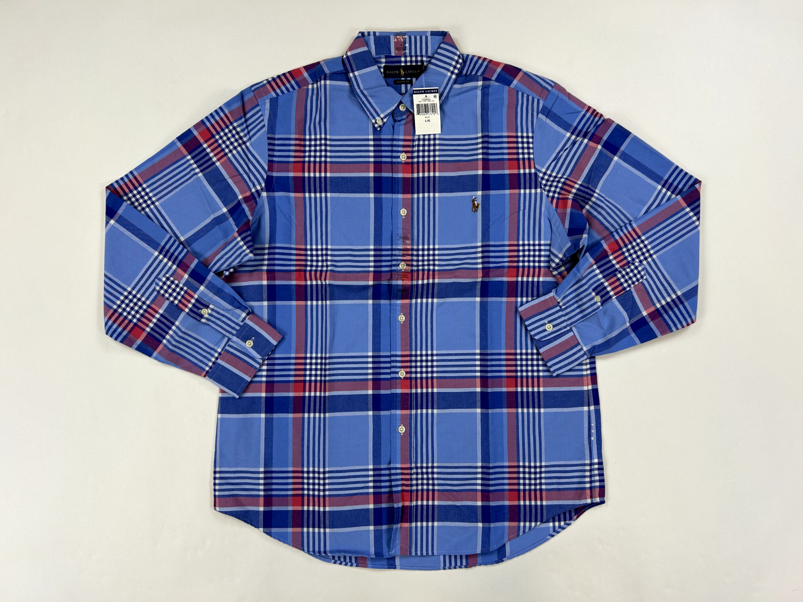 Рубашка Polo Ralph Lauren классического кроя на пуговицах - Светло-голубая в клетку - Размер: Большой