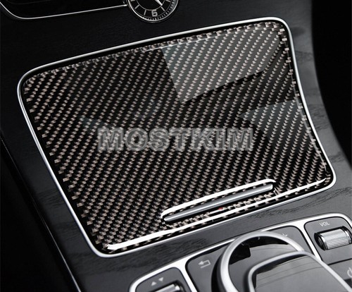 Carbon Fiber Center Console Cup Holder Frame Cover For Benz C Class W205 S205 - Foto 6 di 10