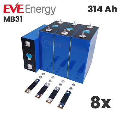 8 x EVE MB31 ''Mr. Big'' A Grade 314 Ah LiFePO4-Zellen 3.2 V Lithium-Eisenphosphat