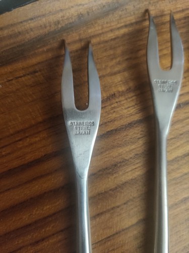 4 Vintage MCM Royal Dolphy Stainless Steel Japan Fondue Forks Wooden Handles - Picture 7 of 7