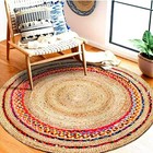 Rug 100% Natural Jute & cotton Braided Style Carpet Rustic Look Modern Area Rug