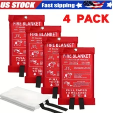 4 pack FIRE BLANKET Fiberglass Hero Emergency Home Retardant Prepared 39''x39''