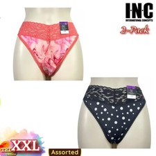 NWT 2-Pack INC International Concepts Women's XXL Lace-Trim Thong Underwear