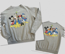 Disney - Women's XS Gray Sweatshirt Mickey  Friends Front  Back Long Sleeves