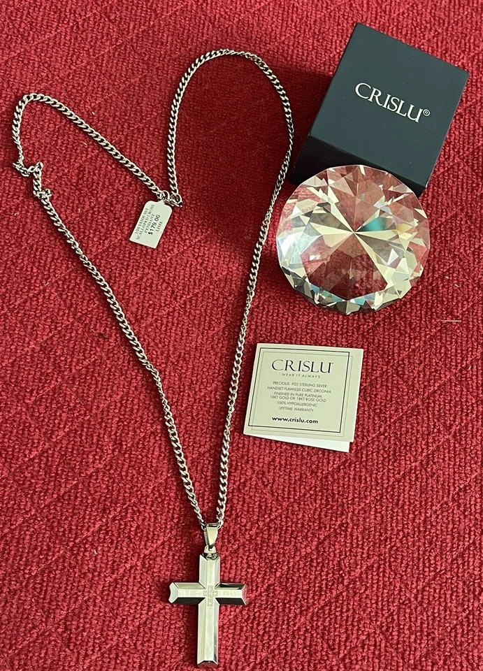 CRISLU Cruz Plata Esterlina Circonita Cúbica Cruz Festoneada Colgante 179$ Foto 2 de 4