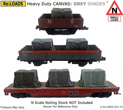 N or Small HO OO GREY Shades Tarped Covered Sheeted Model Road /& Railway Load