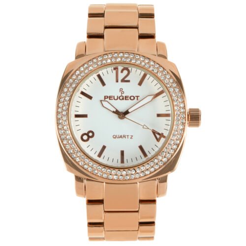 Peugeot 14K Gold Plated Watch, OverSized Boyfriend Style Swarovski Crystal Bezel - Picture 15 of 16