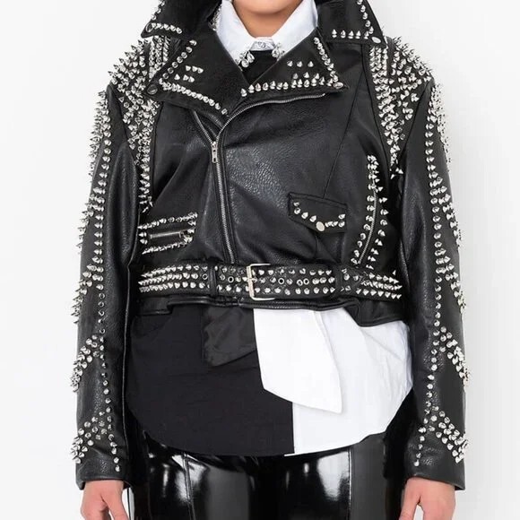 PLUS AZALEA WANG SO STUDDED MOTO JACKET Brand New / Fast