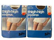 Vintage Matisse Thigh High Stockings Petite/Average Dark Beige 100 Nylon NOS
